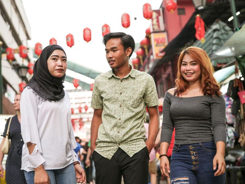 Three friends hangout and shopping at Kuala Lumpur