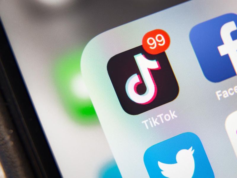 TikTok and Facebook application on Apple iPhone screen