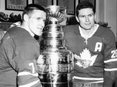 Tim Horton and Allan Stanley pose with Stanley Cup