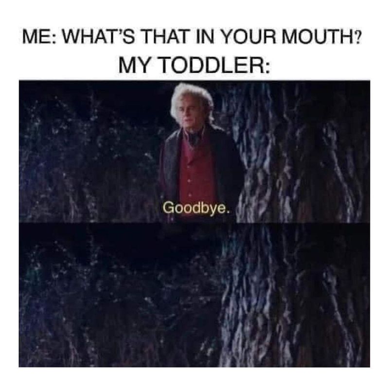 Toddler with something in their mouth