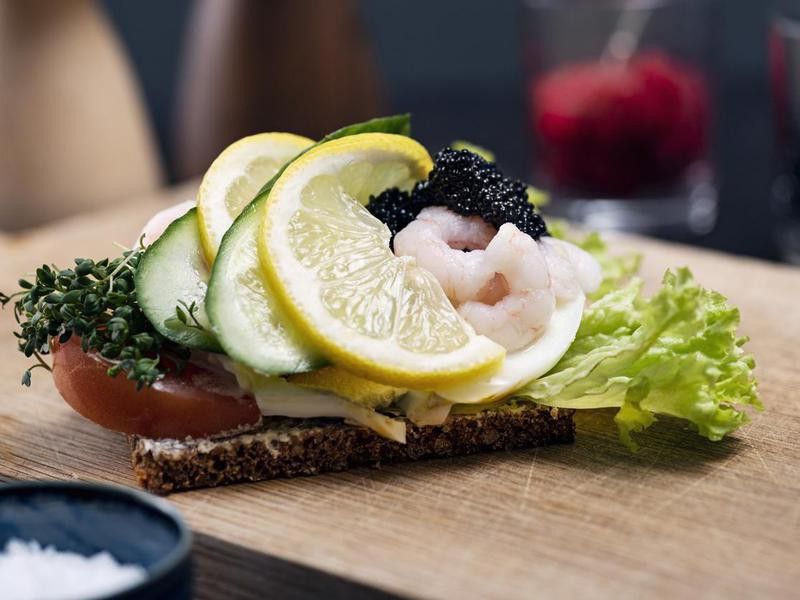 Traditional Danish open sandwich smorrebrod