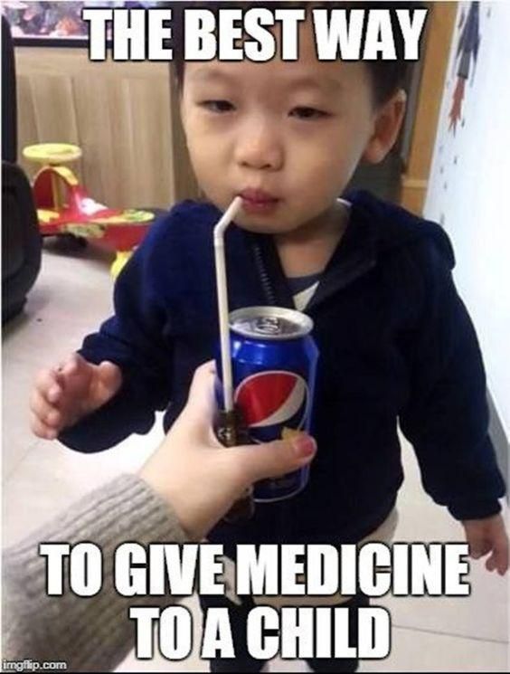 Tricking a baby into taking medicine