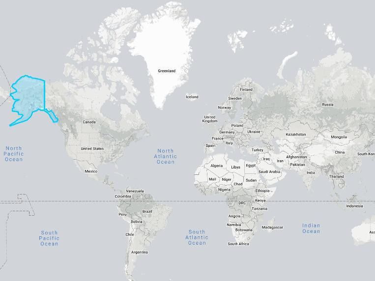 True size of Alaska on the world map
