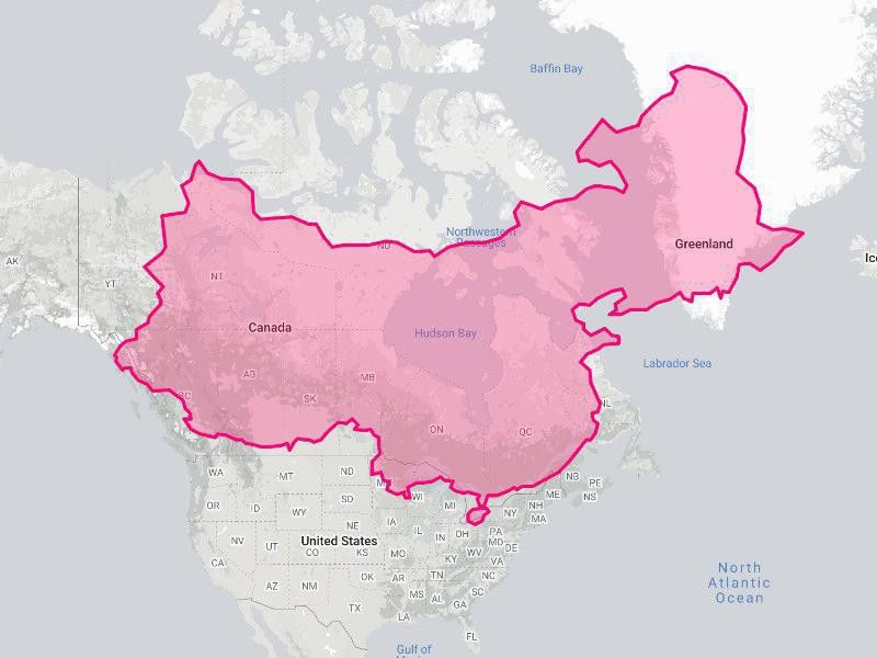 True size of China compared to Canada