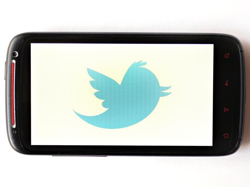 Twitter logo on phone