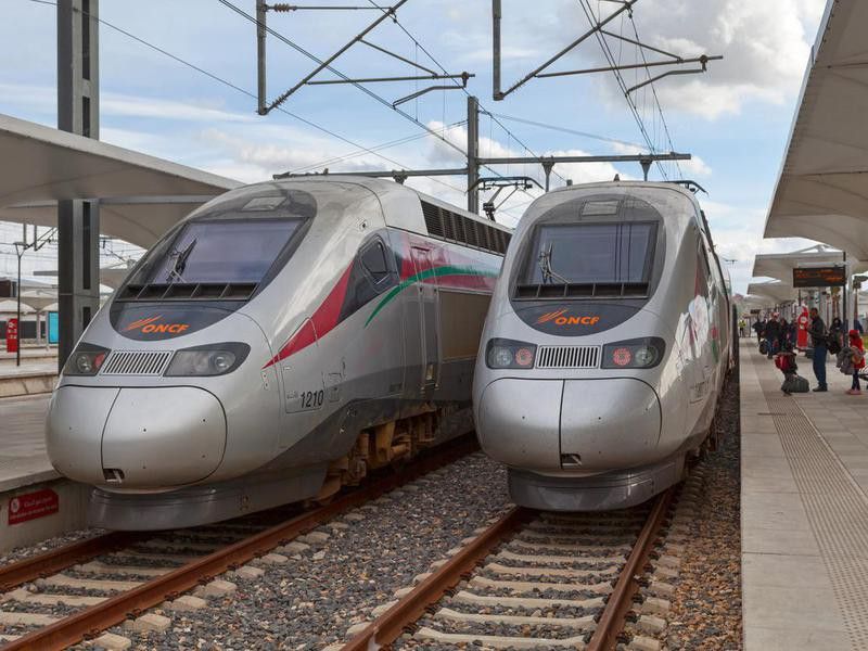 Two high-speed Al Boraq trains in Tangier