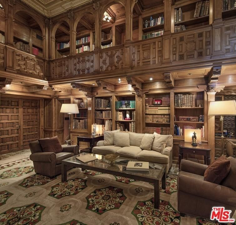 Two-story library at Hearst Estate