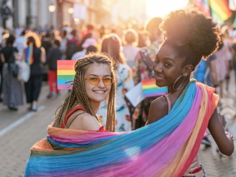Two women celebrating Pride Month