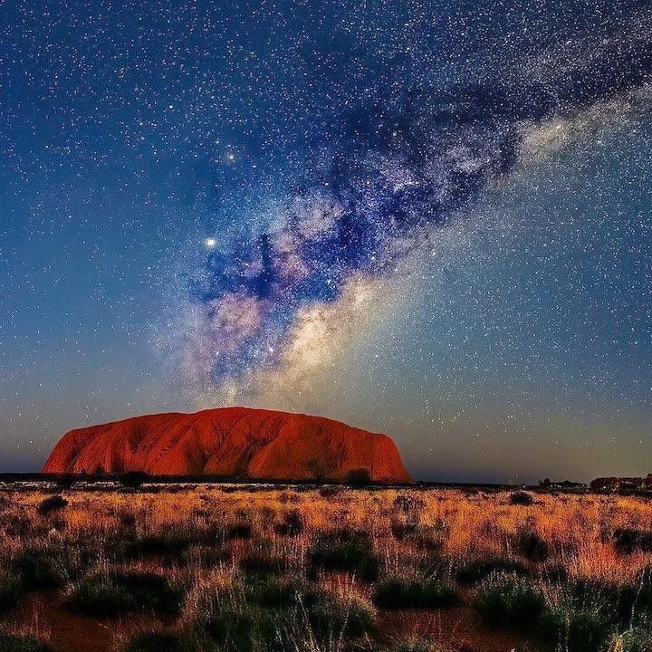 Uluru rock at night