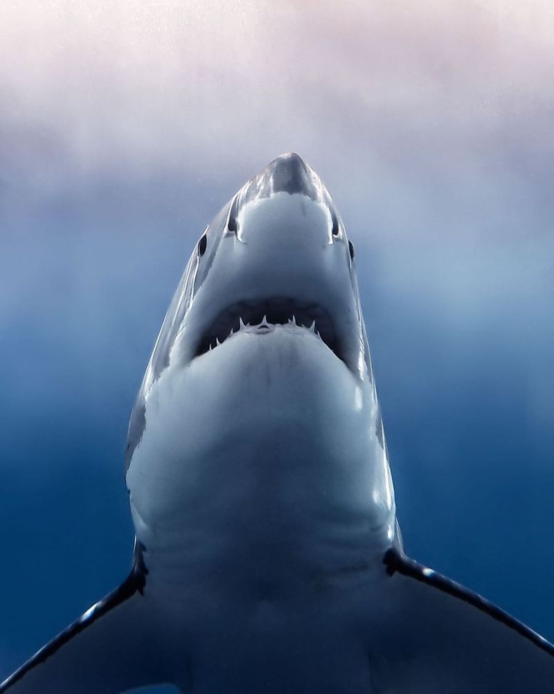 Underside of a great white shark