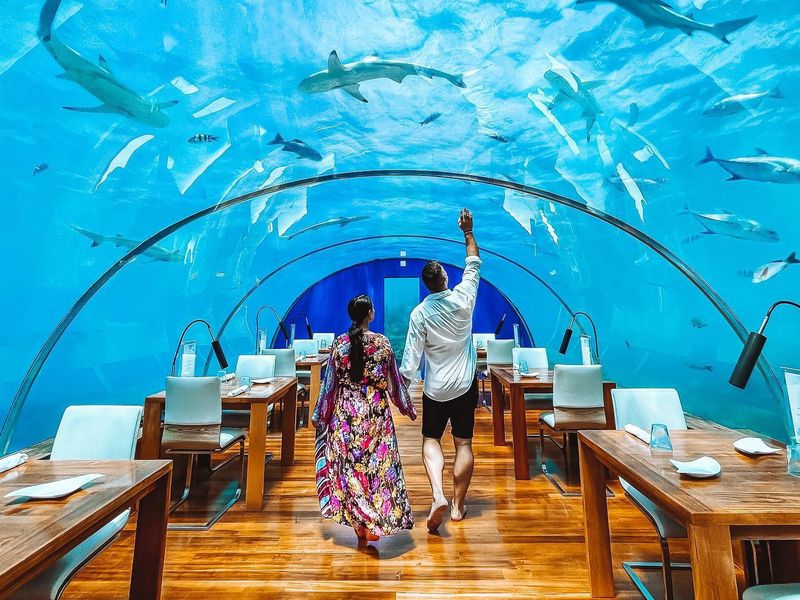 Underwater restaurant in the Maldives