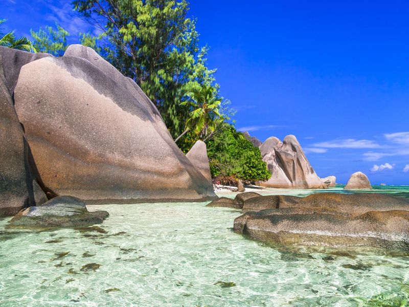 Unique beach with granite rocks - Anse source d'argent in La figue island, Seychelles