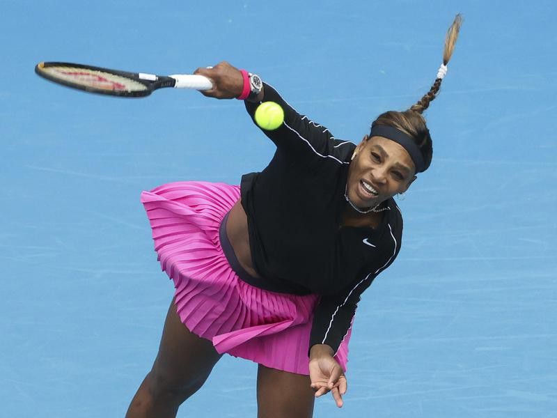 United States' Serena Williams serves