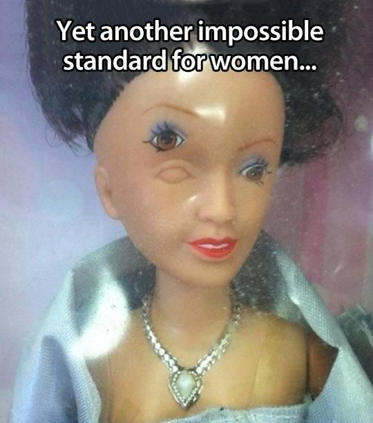 Unrealistic standards for women, as presented by Barbie