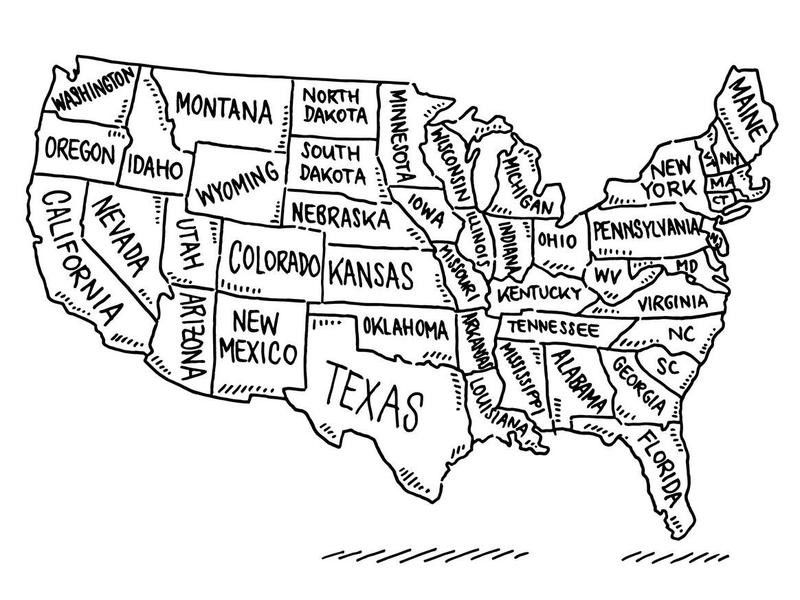 U.S. states map drawing
