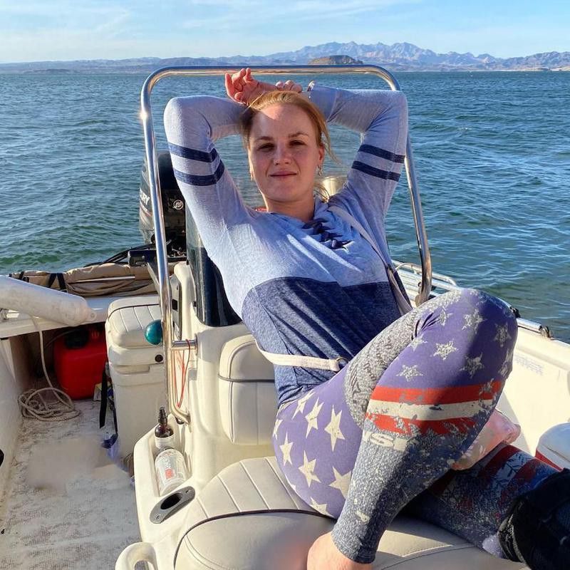 Valentina Schevchenko on a boat