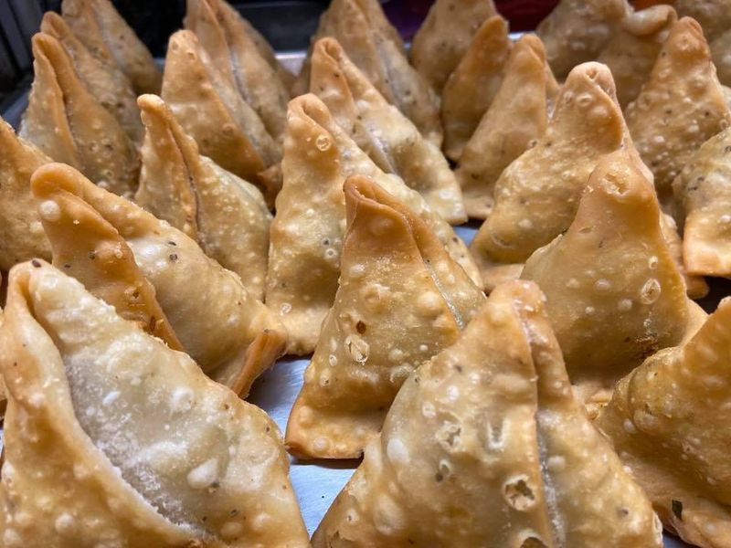 Vegetable samosas from Himalayan Bistro, one of the best Indian restaurants in Boston.