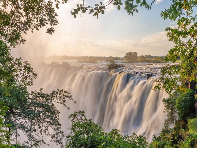 Victoria falls on Zambezi river