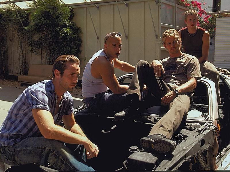 Vin Diesel, Chad Lindberg, Johnny Strong, and Paul Walker in The Fast and the Furious (2001)