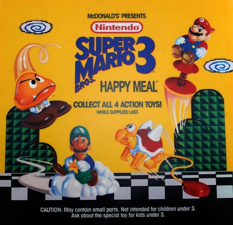 Vintage 1990 Super Mario 3 McDonald's Happy Meal Store Translite Sign