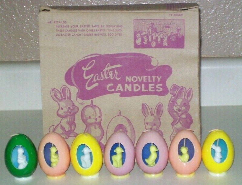 Vintage Gurley Animal Panorama Easter Egg Candles