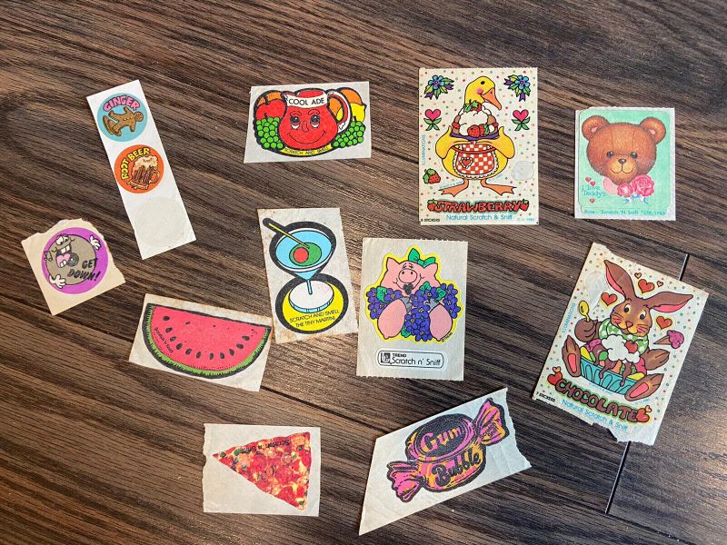 Vintage scratch and sniff stickers