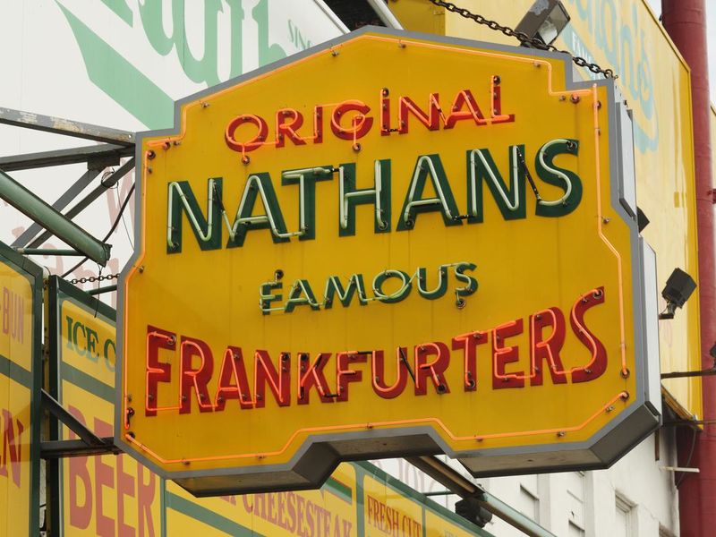 Vintage Sign Original Nathan's Famous Frankfurters