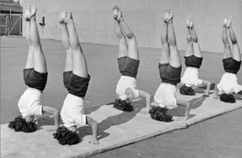 Vintage yoga headstands
