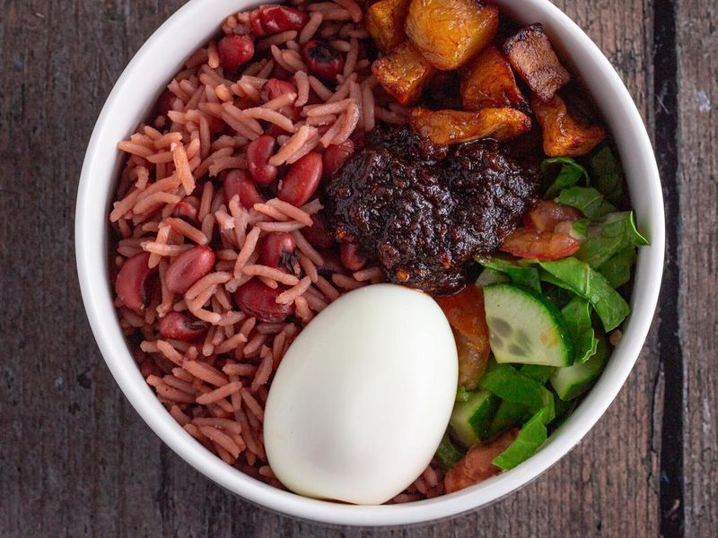 Waakye. Ghanaian rice and beans
