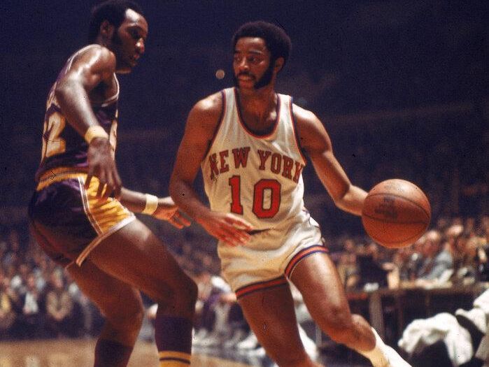 Walt Frazier playing with the New York Knicks