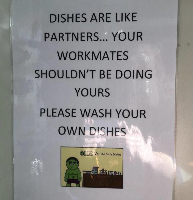 Wash your own dirty dishes