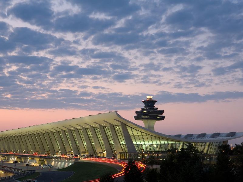 Washington Dulles Airport in the evening