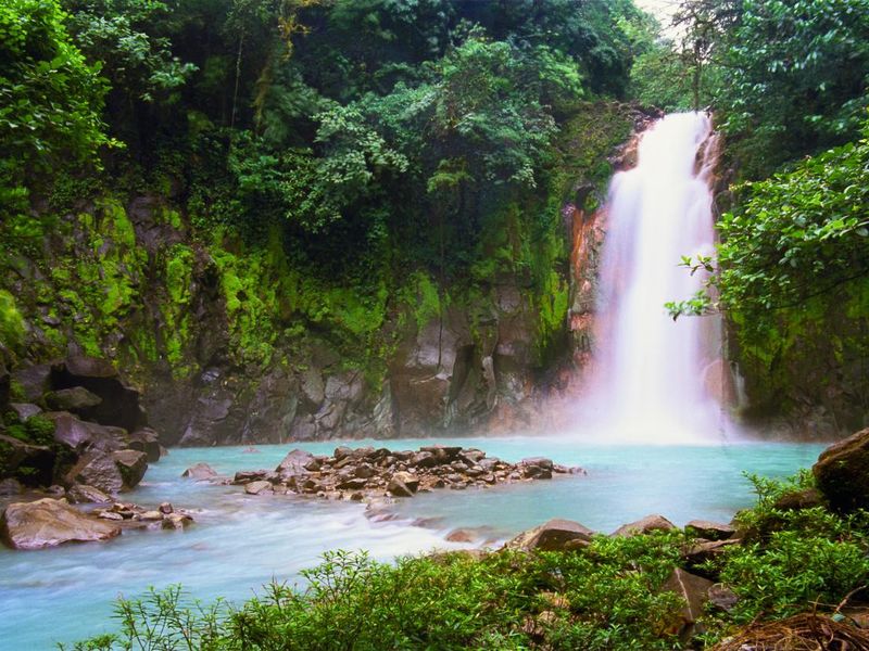 Waterfall in tropical rainforest