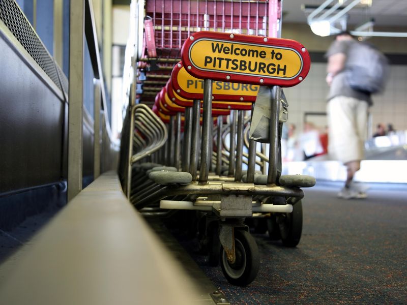 Welcome to Pittsburgh baggage carts at Pittsburgh International Airport