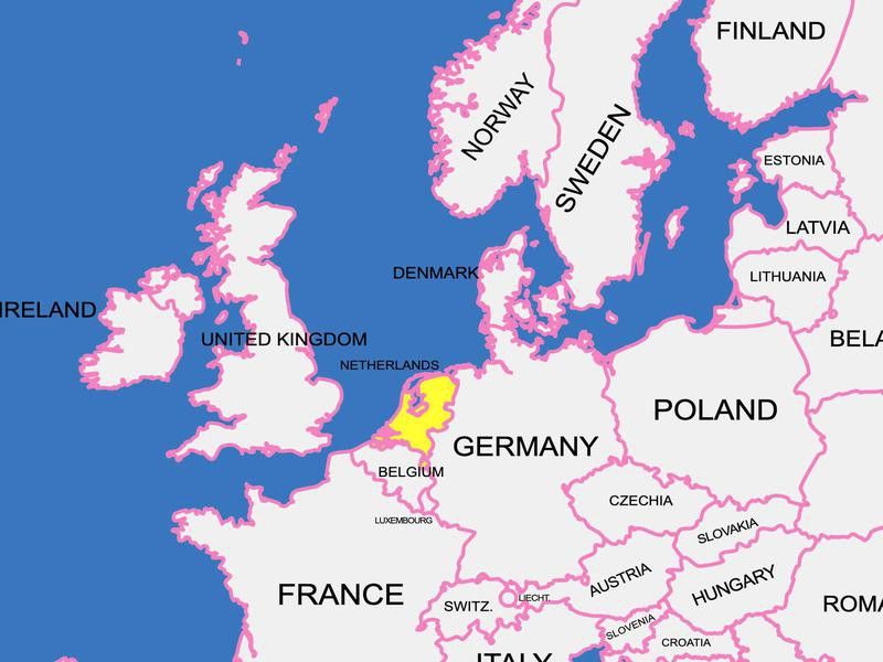 Where is the Netherlands on map of Europe?