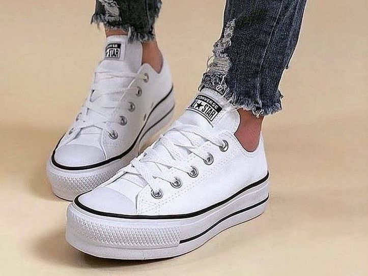 White converse platform shoes