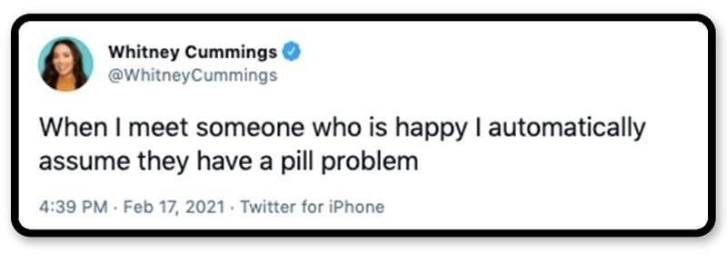 Whitney Cummings tweet about happy people