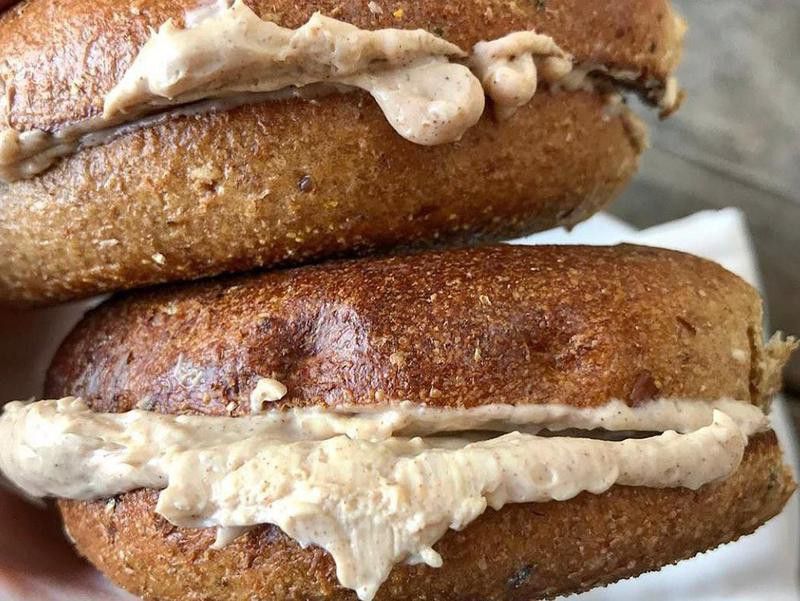 Wholewheat bagel with cream cheese