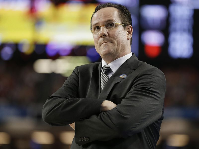 Wichita State men's basketball coach Gregg Marshall watches play against Louisville