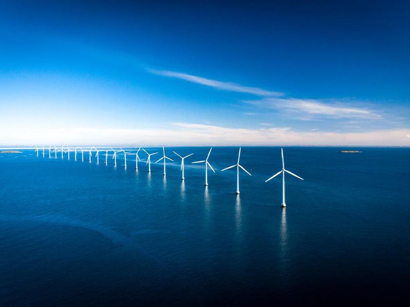 Wind Turbines in the Ocean in Denmark