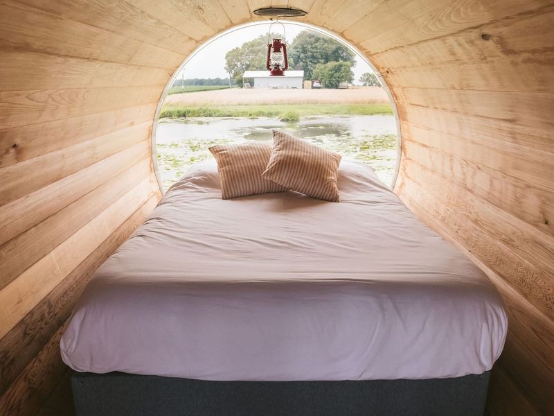Wine barrel Airbnb interior