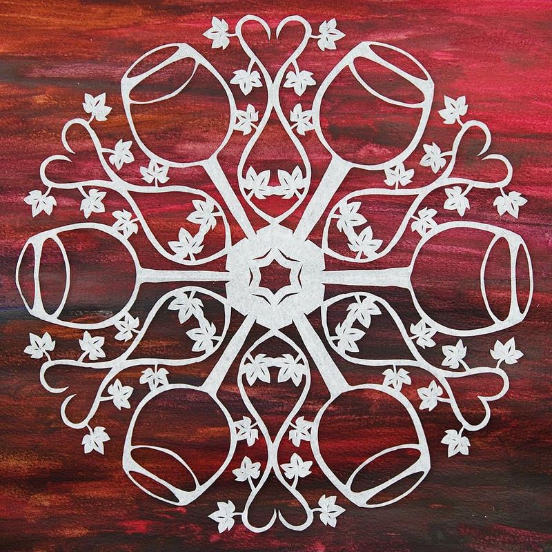 Wine paper snowflake art
