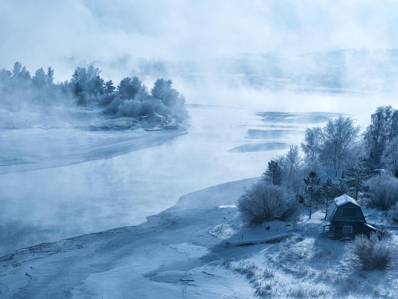 Winter River in Irkutsk, Russia