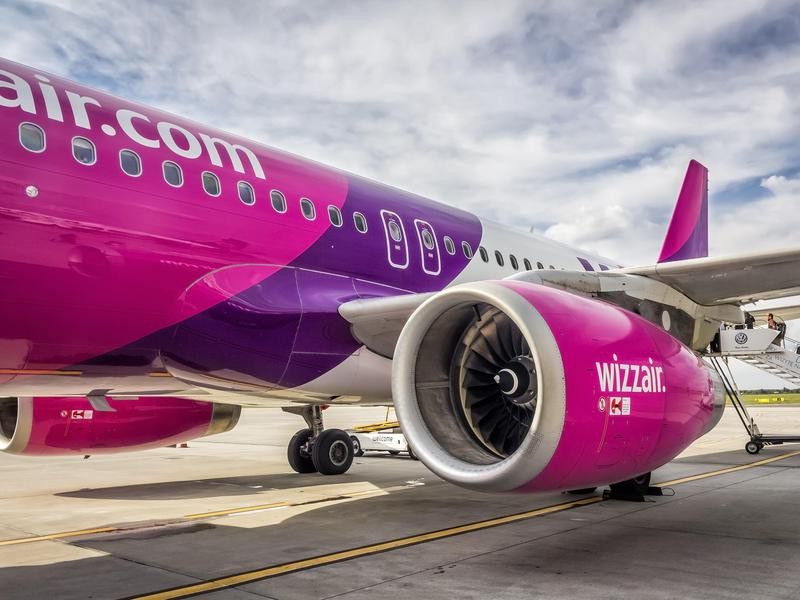 Wizzair airplane at the airport