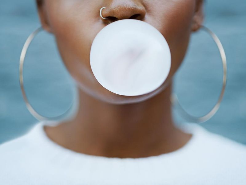 Woman chewing gum