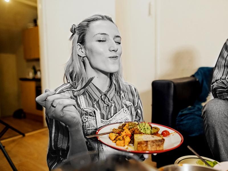 Woman eating food