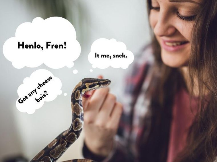 Woman holding a cute snake