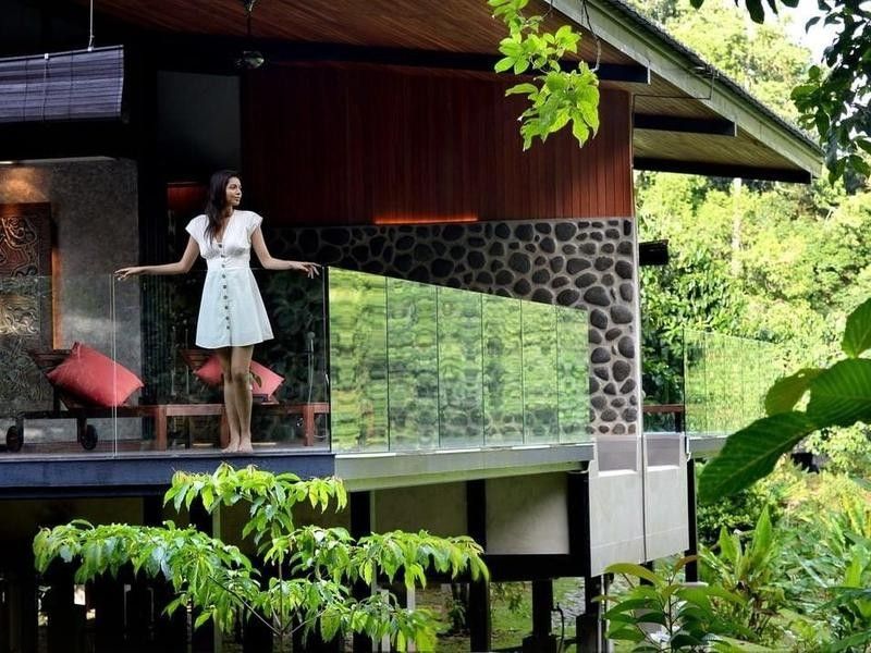 Woman in luxury eco resort in Borneo