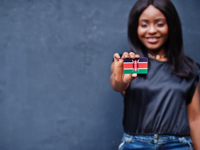 Woman with Kenya flag