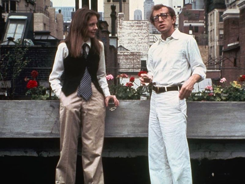 Woody Allen and Diane Keaton conversing in Annie Hall